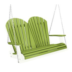 Amish Heritage Poly 4' Porch Swing-Tropical Green-White