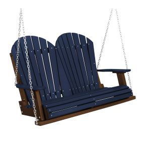 Amish Heritage Poly 4' Porch Swing-Patriot Blue-Tudor Brown