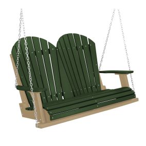 Amish Heritage Poly 4' Porch Swing-Turf Green-Weatherwood