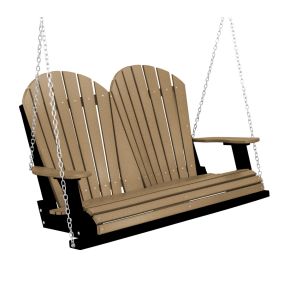 Amish Heritage Poly 4' Porch Swing-Weatherwood-Black