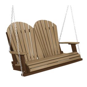 Amish Heritage Poly 4' Porch Swing-Weatherwood-Tudor Brown