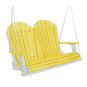 Amish Heritage Poly 4' Porch Swing-Lemon Yellow-Light Gray
