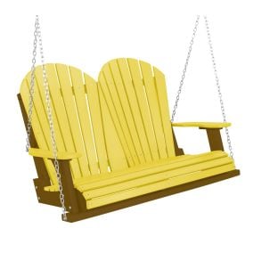 Amish Heritage Poly 4' Porch Swing-Lemon Yellow-Tudor Brown