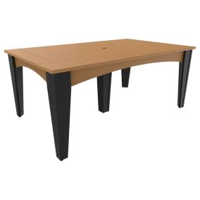 Amish Poly Island Dining Table - 44" x 72" Rectangular in Cedar & Black