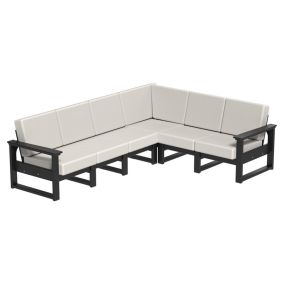 Lanai Deep Seating Sectional - Black frame, Canvas cushions