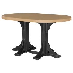 Amish Poly 4' x 6' Oval Table - Bar Height in Cedar & Black