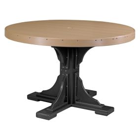 Amish Poly 4' Round Table - Dining Height in Cedar & Black