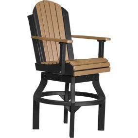 Amish Poly Adirondack Swivel Chair - Bar Height in Cedar & Black