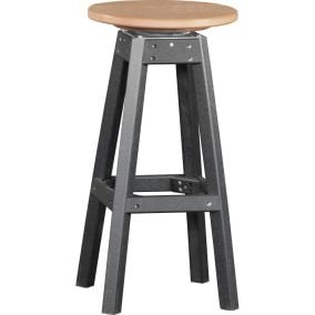 Amish Polywood Outdoor Swivel Bar Stool- Weatherwood and Brown