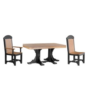 Classic 4' x 6' Rectangular Dining Set (7-Piece) in Cedar & Black