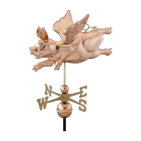 Happy Flying Pig Copper Weathervane - Standard Size