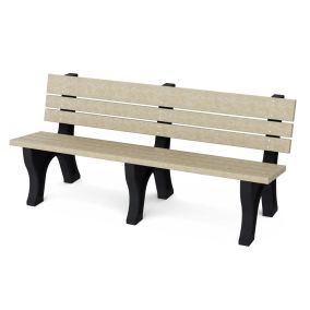 Heritage 6' Park Bench in Weathered Wood with Black frame
