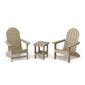 Freedom 3-Piece Traditional Adirondack Set with Side Table in Weathered Wood
