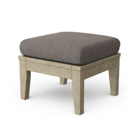 Heritage Deep Seating Ottoman in Weathered Wood with Bliss Smoke cushions