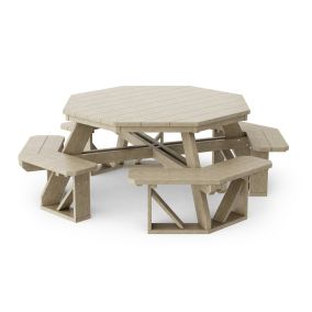Heritage Octagon Picnic Table in Weathered Wood