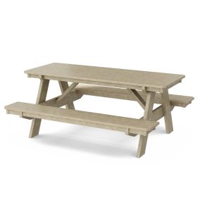 Heritage 72" Picnic Table with Attached Benches in Weathered Wood
