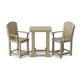 Heritage 3-Piece Patio Counter Set in Weathered Wood