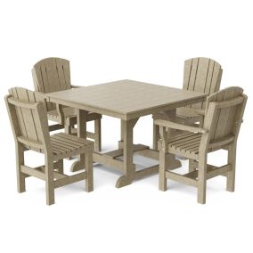 Heritage 5-Piece 44"x44" Dining Set in Weathered Wood