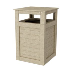 Heritage Trash Can Holder in Weathered Wood