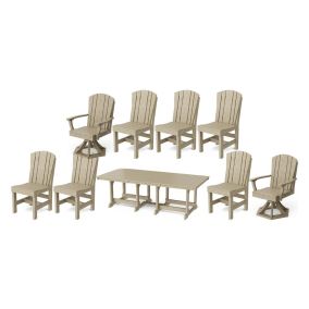 Heritage 9-Piece Dining Set with Swivel Chairs in Weathered Wood
