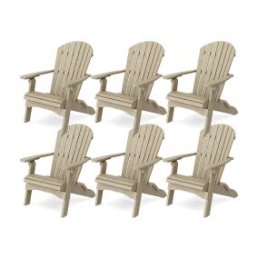 Heritage Folding Adirondack Chairs Set of 6 in Weathered Wood