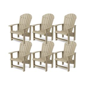 Heritage Upright Adirondack Chairs Set of 6 in Weathered Wood
