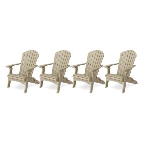 Heritage Folding Adirondack Chairs Set of 4 in Weathered Wood