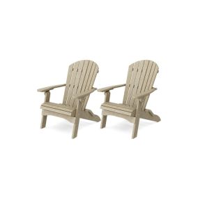 Heritage Folding Adirondack Chairs Set of 2 in Weathered Wood