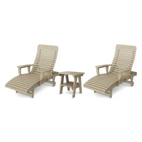 Signature 3-Piece Chaise Lounge with Arms Set in Weathered Wood