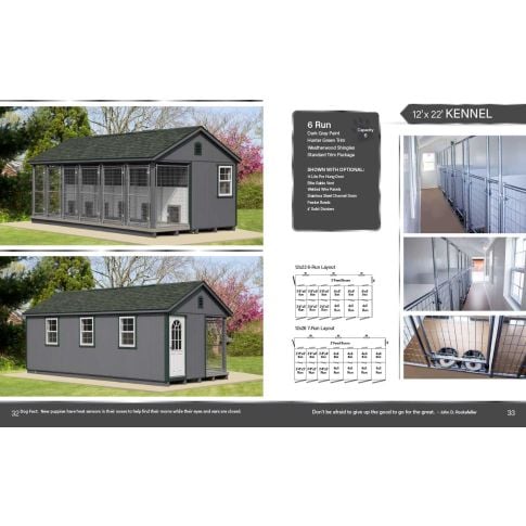 Dog House Lofted Commercial Grade 12x22ft Run Dog Kennel With Feed