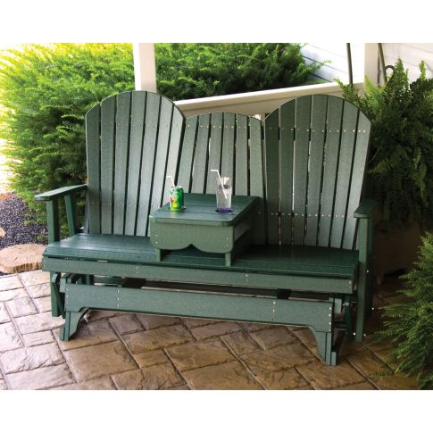 Amish 5' Patio Poly Adirondack Glider Bench