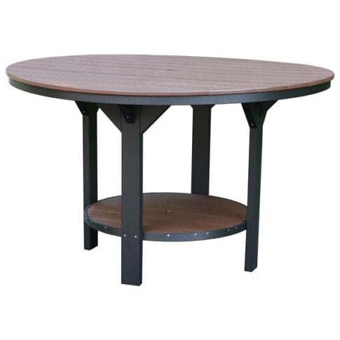 Amish Made Poly Heritage 60in Pub Table - Tudor Brown on Black