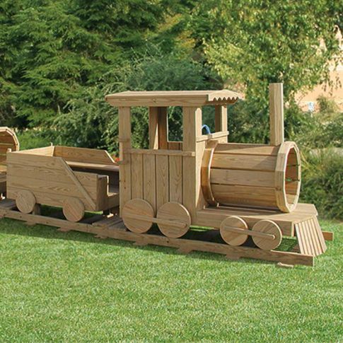 Amish Made Train Engine Locomotive w/ Coal Car Playground Set