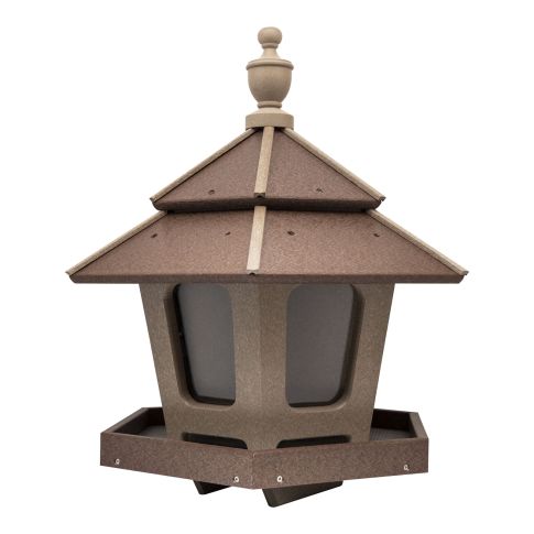 Amish Poly 3 Compartment Gazebo Bird Feeder - Cherrywood and White