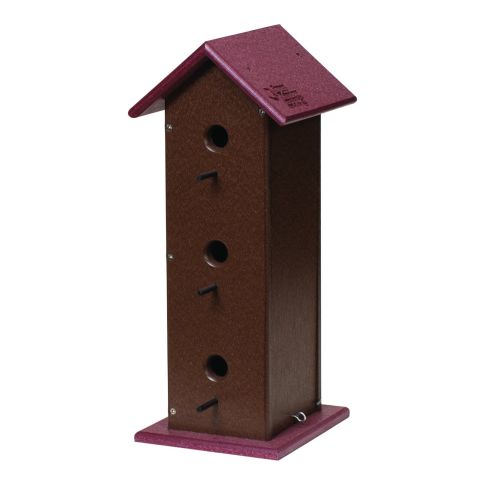 Upright Trio Bird House - Brown & Cherrywood