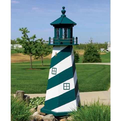 Amish Wooden Cape Hatteras Lighthouse - Hunter Green and White