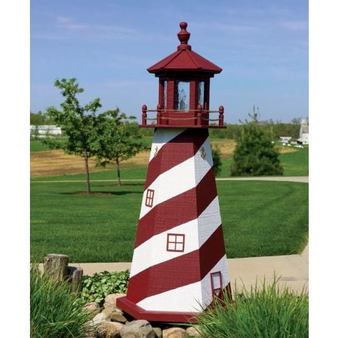 Amish Wooden Cape Hatteras Lighthouse - Red and White