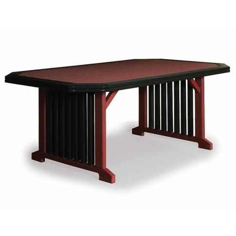 Amish Polywood MIssion Patio Rectangle Dining Table with Borders in Cherrywood on Black