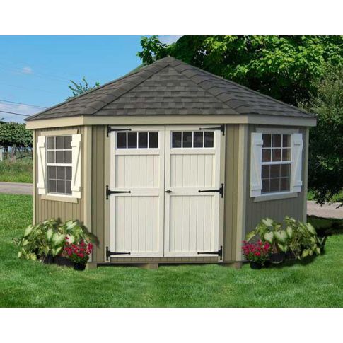 Amish Colonial 5 Corner Shed Kit with Transom Windows