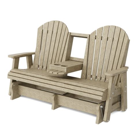 Heritage 5' Glider with Console in Weathered Wood
