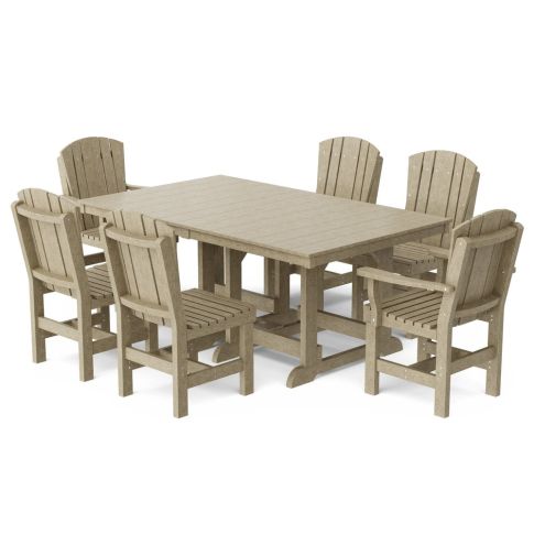 Heritage 7-Piece 44"x72" Dining Set in Weathered Wood