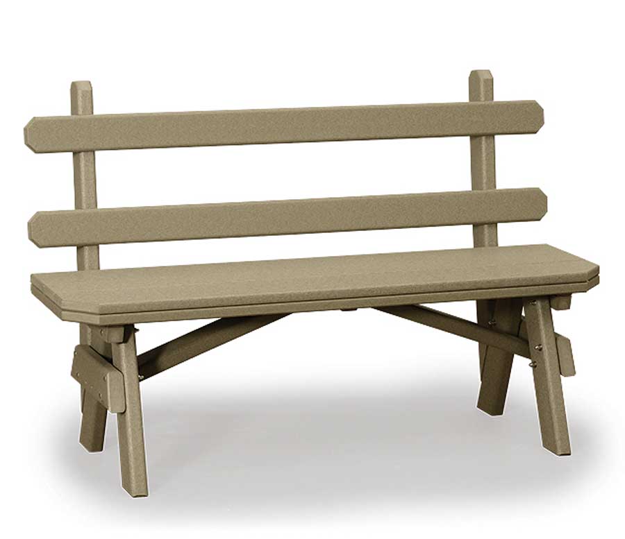 Amish Poly Garden Bench with Back