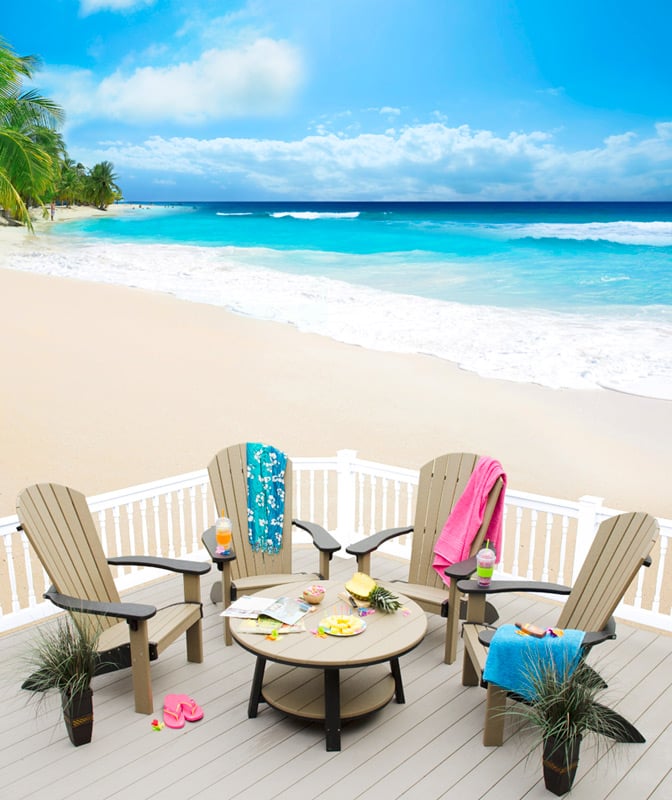 SeaAira poly Adirondack chairs on the beach