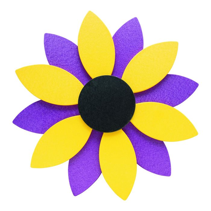 Purple and yellow poly sunflower yard decor
