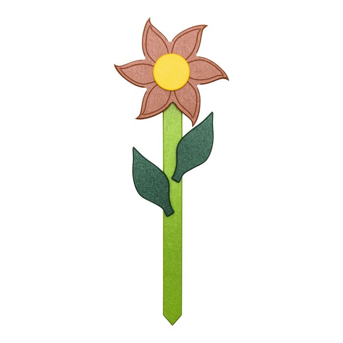 Cherry wood flower on a green stake