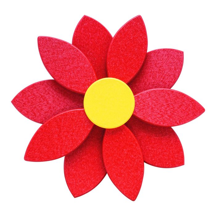 Red poly flower with a yellow center