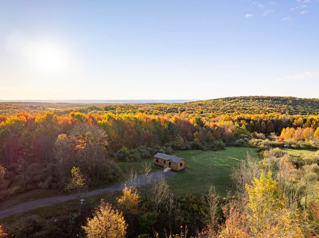 Beaverdam Style 1 aerial view of the front
