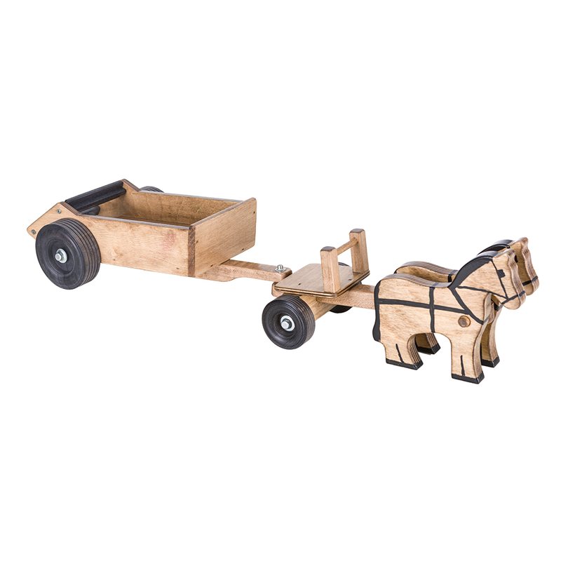 Two horse cart hitched to the manure spreader