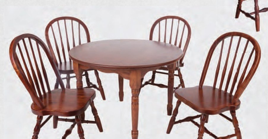 Classic round kids' table with four bow back chairs in a darker OCS Harvest finish