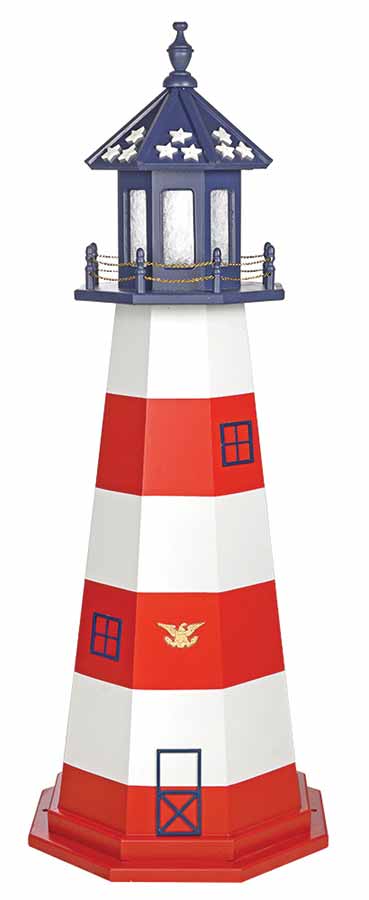 Patriotic Assateague lighthouse design with red and white bands